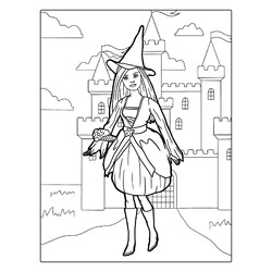 Раскраска Барби в костюме ведьмы