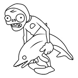 Раскраска Зомби наездник на дельфине