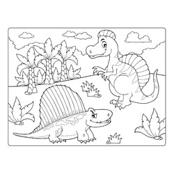 Раскраска Мультяшный Диметродон и Спинозавр