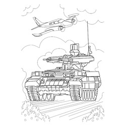 Раскраска Современный танк и самолёт