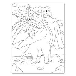 Раскраска Мультяшный Брахиозавр
