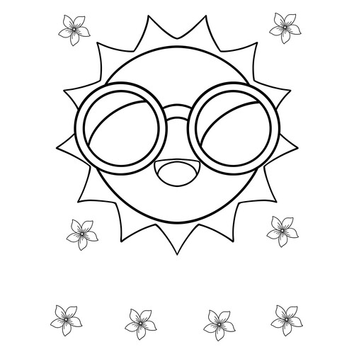 Раскраска Солнышко в очках для малышей