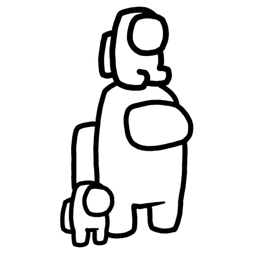 Раскраска Амонг Ас персонаж и мини-члены экипажа