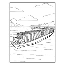 Раскраска Большой грузовое судно с контейнерами