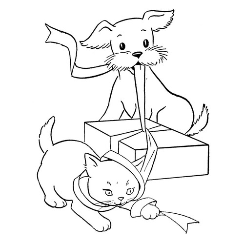 Раскраска Щенок и котёнок