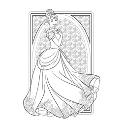 Раскраска Золушка в роскошном платье