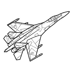 Раскраска Российский военный самолёт СУ-35