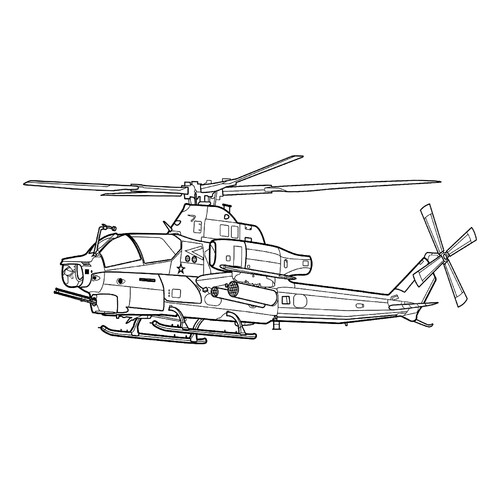 Раскраска Вымышленный военный вертолёт