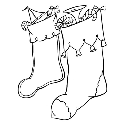Раскраска Носочки на Рождество с колокольчиками