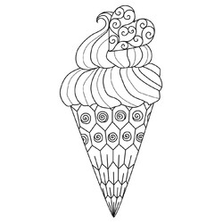 Раскраска Зентангл конус с мороженым