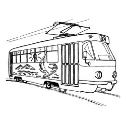 Раскраска Трамвай с аэрографикой