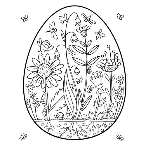 Раскраска Весна в форме яйца