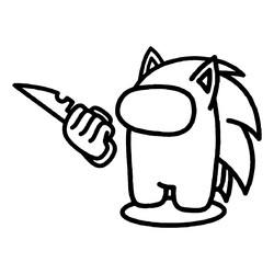 Раскраска Амонг Ас персонаж Соник с ножом