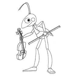 Раскраска Кузя играет на скрипке