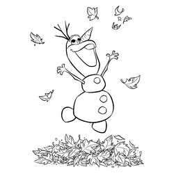 Раскраска Счастливый снеговик Олаф