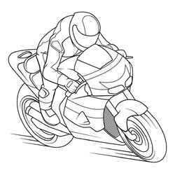 Раскраска Гонщик на мотоцикле