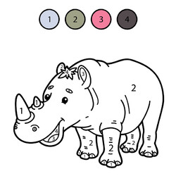 Раскраска Носорог по цифрам