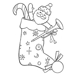 Раскраска Игрушечный Дед Мороз в рождественском носке