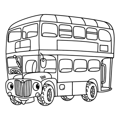 Раскраска Забавный двухэтажный автобус