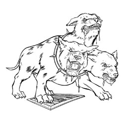 Раскраска Трёхголовый пёс Цербер