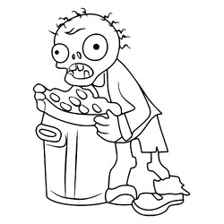 Раскраска Зомби с мусорным баком