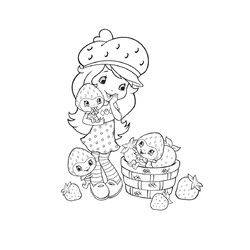 Раскраска Принцесса Клубничка и маленькие ягодки