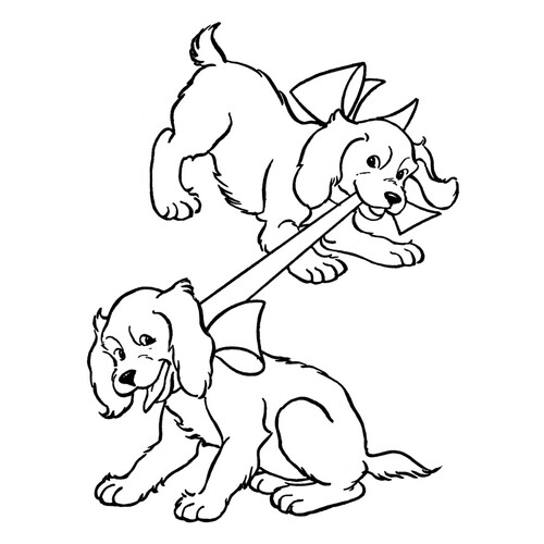 Раскраска Игра двух собак