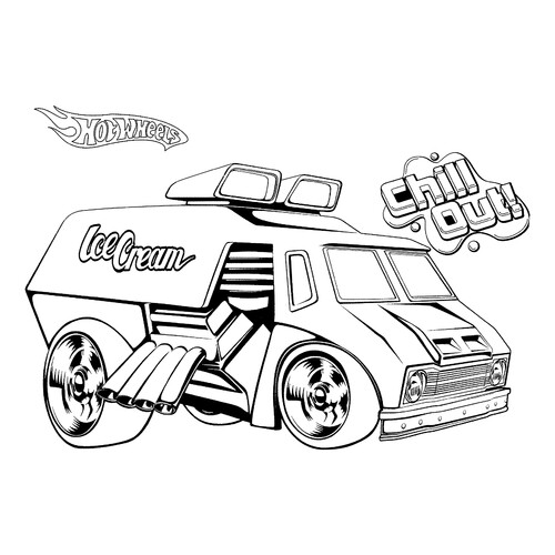 Раскраска Фургончик с мороженым Хот Вилс
