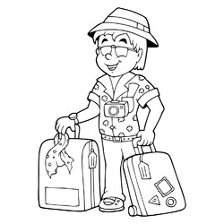Раскраска Мальчик с чемоданами