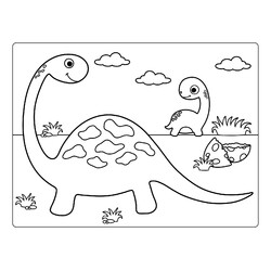 Раскраска Динозавр мама и малыш