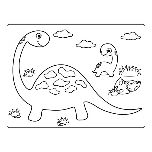 Раскраска Динозавр мама и малыш