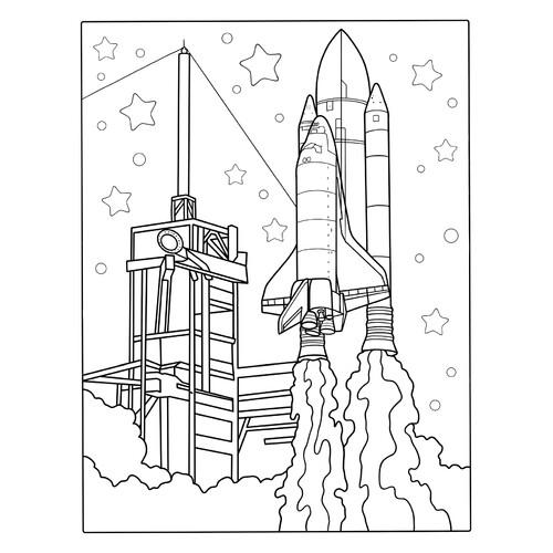 Раскраска Запуск ракеты Дискавери