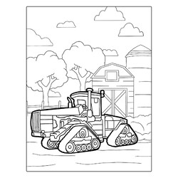 Раскраска Огромный трактор на ферме