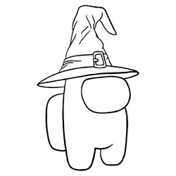 Раскраска Амонг Ас персонаж в шапке ведьмы