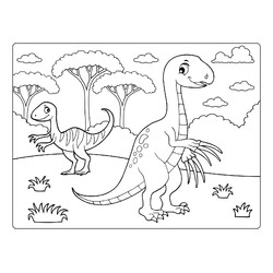 Раскраска Мультяшный Теризинозавр