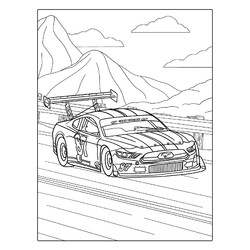 Раскраска Гоночный авто Форд Мустанг