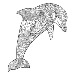 Раскраска Дельфин со сложными узорами