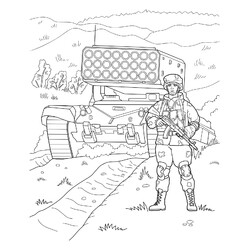 Раскраска Современный ЗРК и солдат