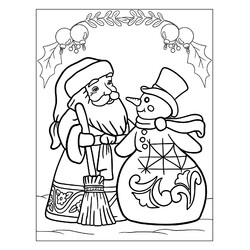 Раскраска Снеговик и Дедушка Мороз
