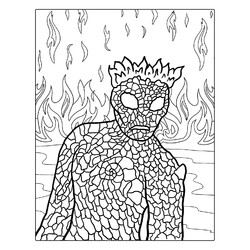 Раскраска Демон огня и лавы Те Ка из Моаны