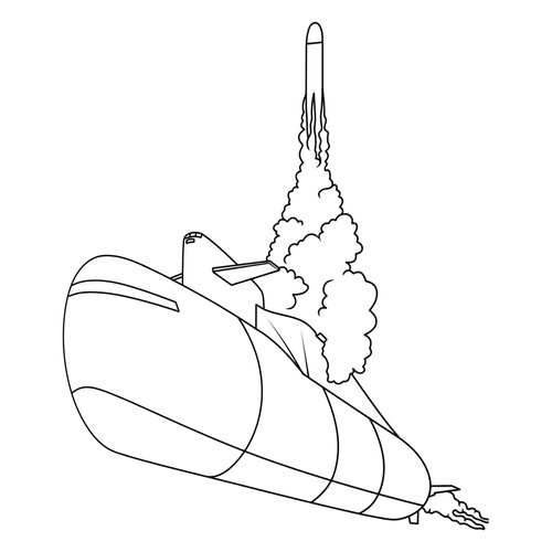 Раскраска Запуск ракеты с подводной лодки