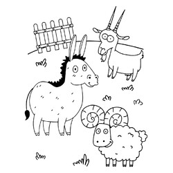 Раскраска Баран, осёл и коза из Синего Трактора