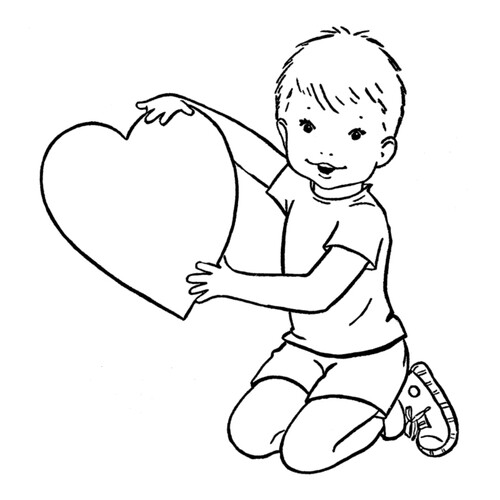Раскраска Мальчик с сердечком
