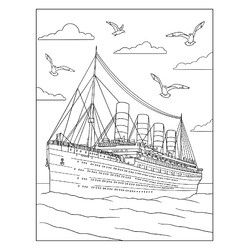 Раскраска Титаник в море