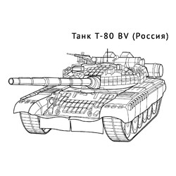 Раскраска Танк Т-80 BV