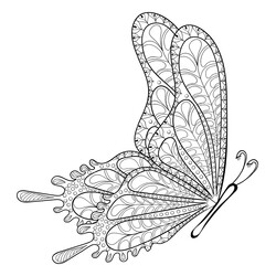Раскраска Летящая бабочка с замысловатыми узорами