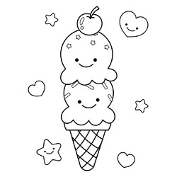 Раскраска Рожок мороженого с двумя шариками