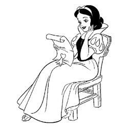 Раскраска Белоснежка читает письмо