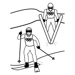 Раскраска лыжные гонки