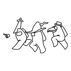 Раскраска Амонг Ас члены экипажа бегут на задание